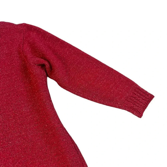 Diane Von Furstenberg The Color Authority Red Glitter Sweater Pullover Small - Picture 9 of 10